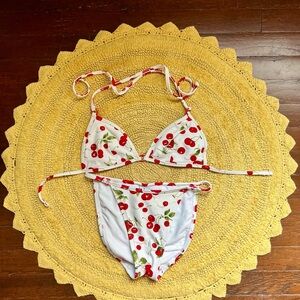 Vintage Hobie Red Cherry Print Swimwear